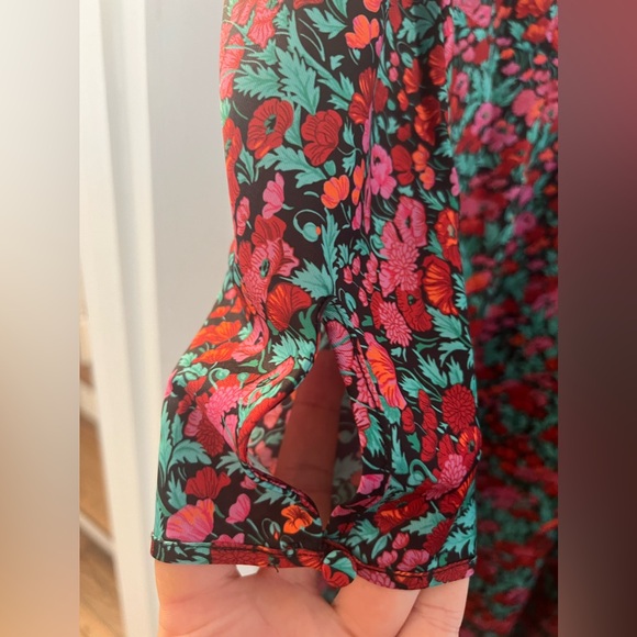 J.Crew Collection Drapey Puff Sleeve Dress Ratti Red Blooms Size 4 Maxi Sheath - Picture 8 of 16